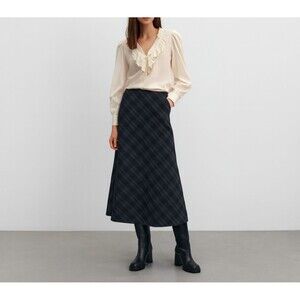 Eddie Bauer Tall Plaid A-Line  85% Wool Skirt Size 14 Academia Classiccore